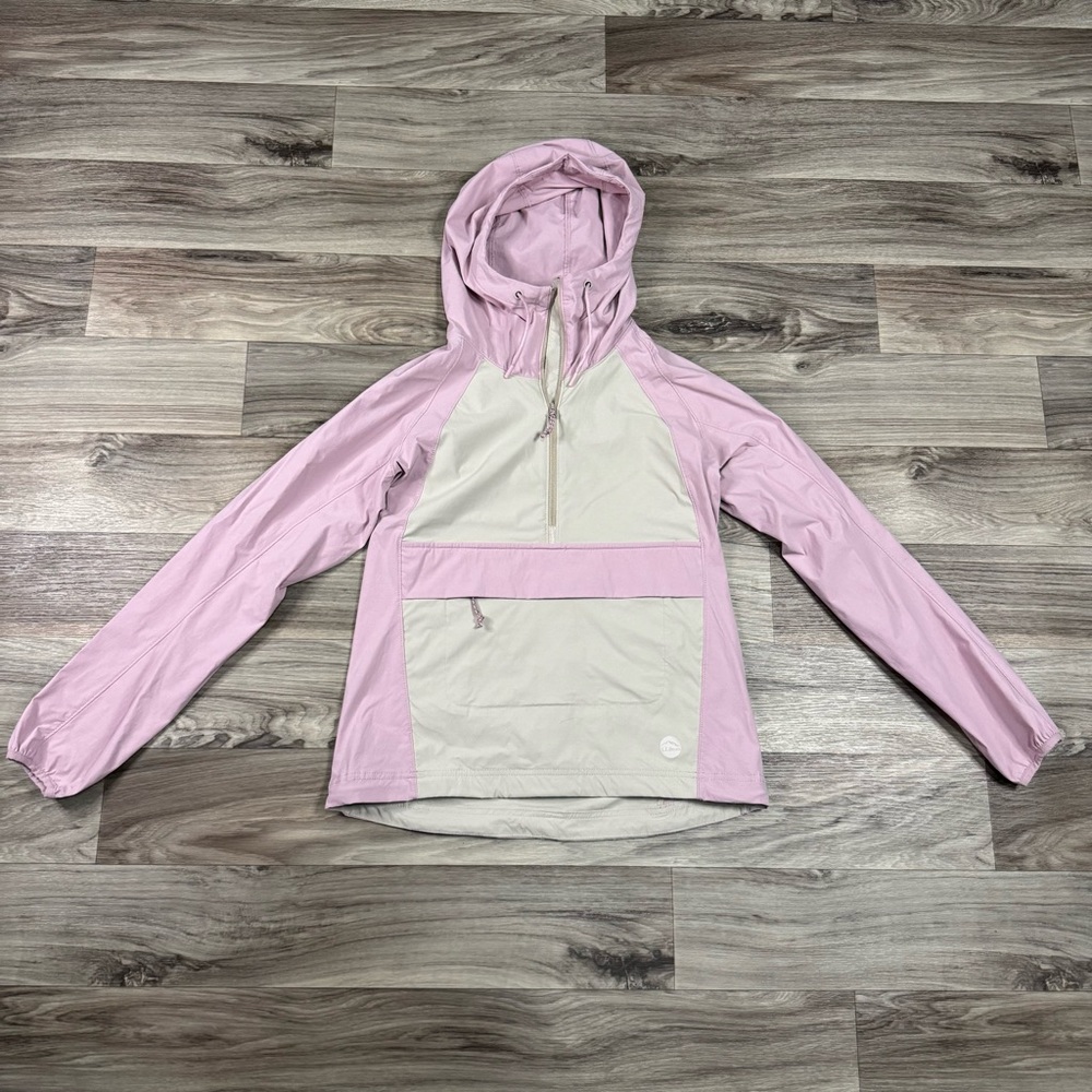 L.L. Bean Women's Venture Stretch Anorak in Pink and White Colorblock Size XXS